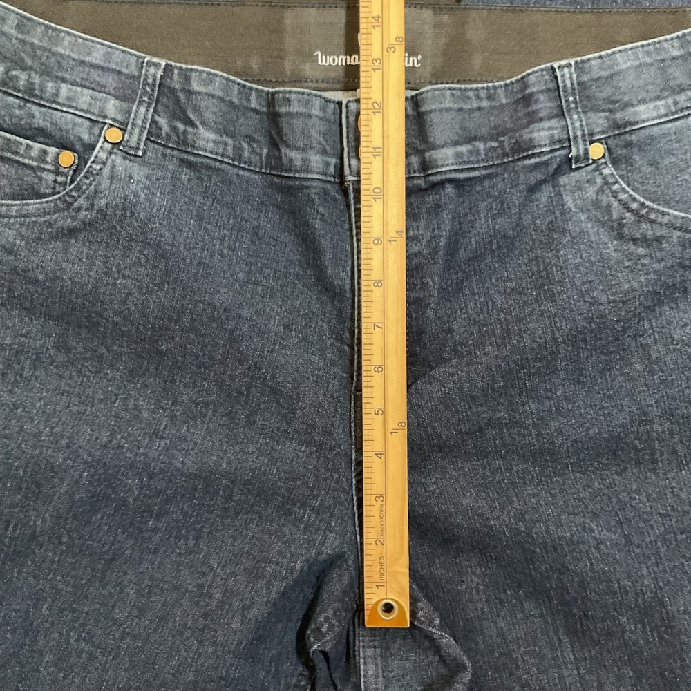 Woman Within Straight Jeans Womens 22W Blue Dark Wash High Rise Stretch 44x30 - Picture 8 of 10